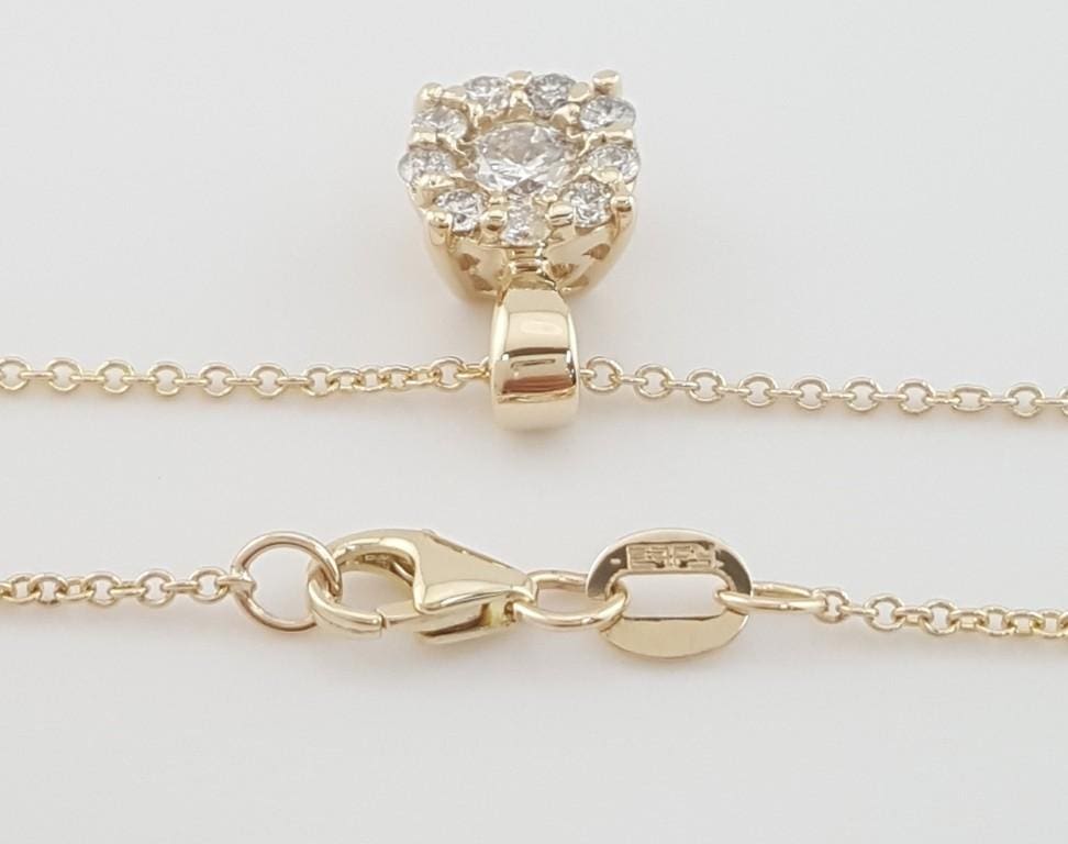 Effy Bouquet Round Diamond Halo Pendant Necklace 14k Yellow Gold 0.47 ct $2,376