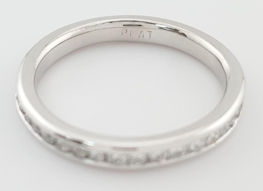 Round Diamond Eternity Channel Set Wedding Ring 0.65 ct 2.7 mm Platinum