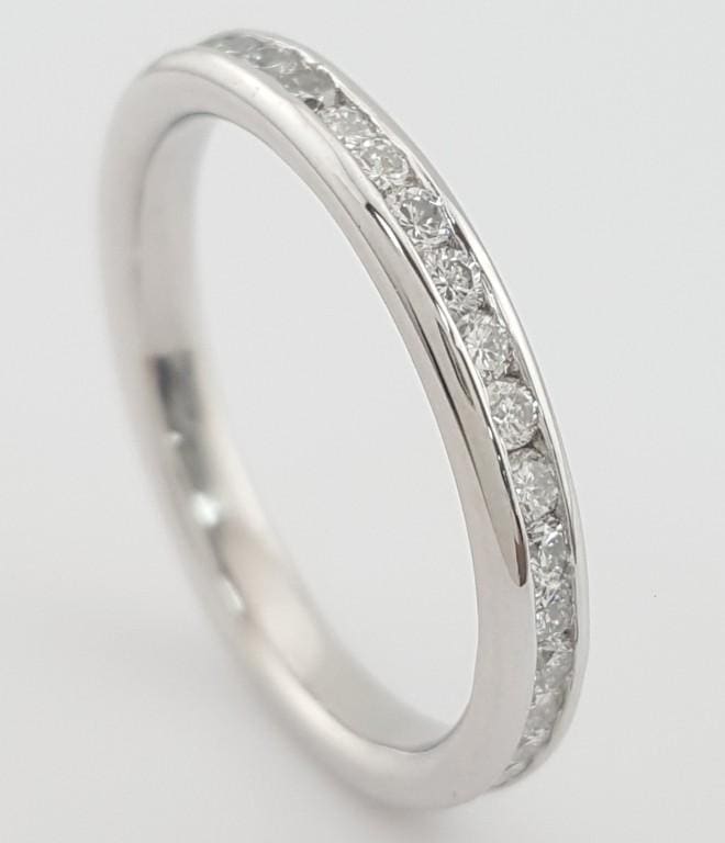Round Diamond Eternity Channel Set Wedding Ring 0.65 ct 2.7 mm Platinum