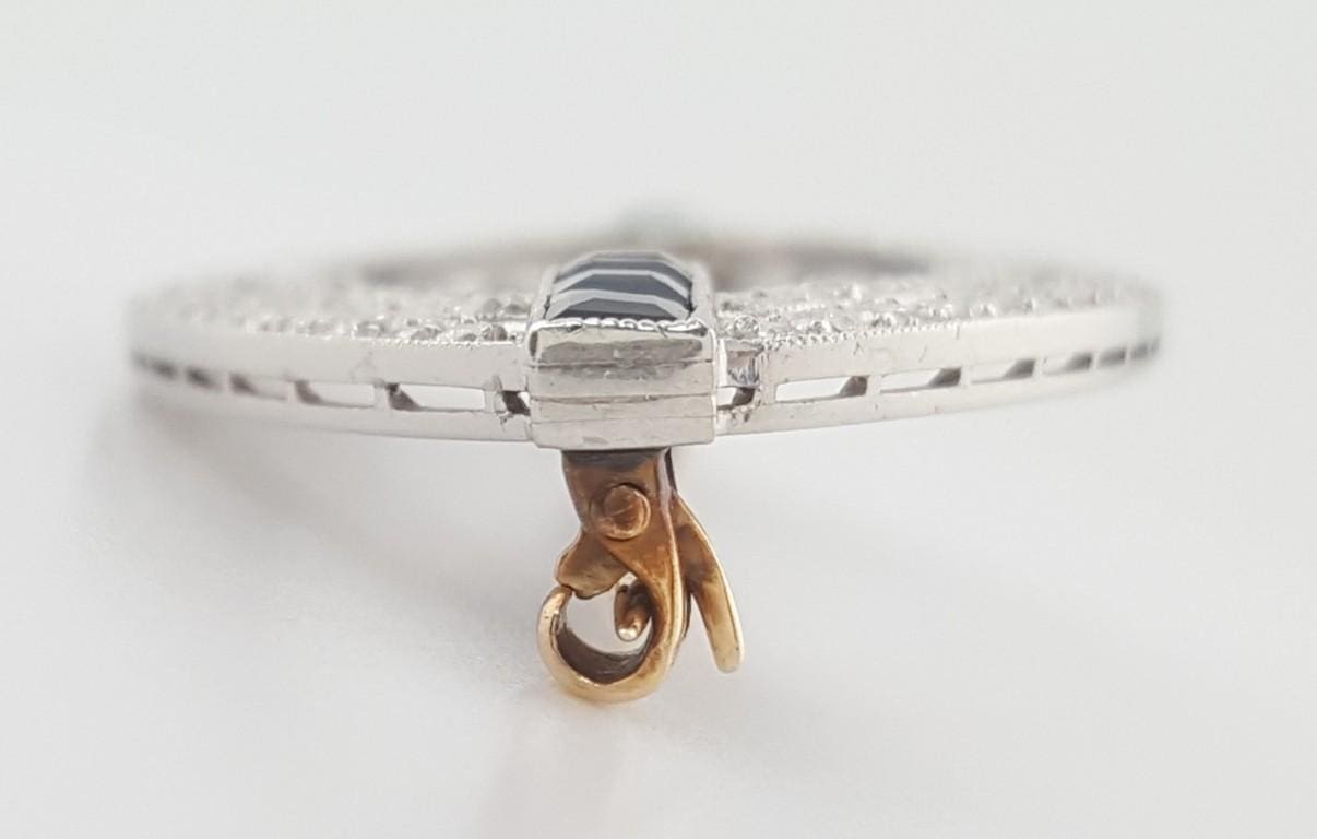 Art Deco Vintage Diamond Brooch 1.8 ct Platinum & 14K Gold 1.8"