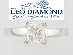The LEO Princess Diamond Engagement Ring 14K White Gold & Platinum 0.68 ct