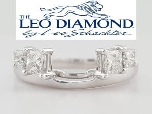 The LEO Princess Round Diamond Enhancer Wedding Ring 14K W Gold 0.49 ct $2,700