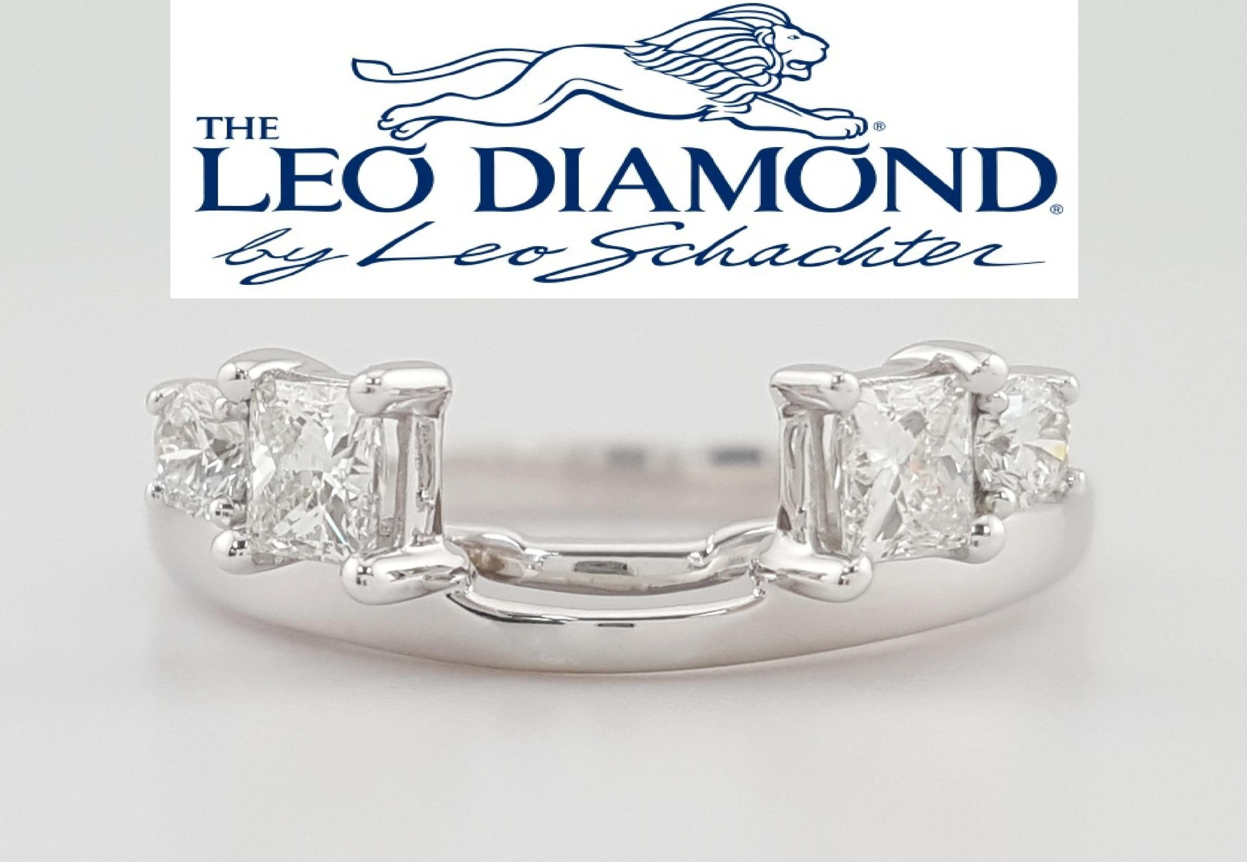 The LEO Princess Round Diamond Enhancer Wedding Ring 14K W Gold 0.49 ct $2,700