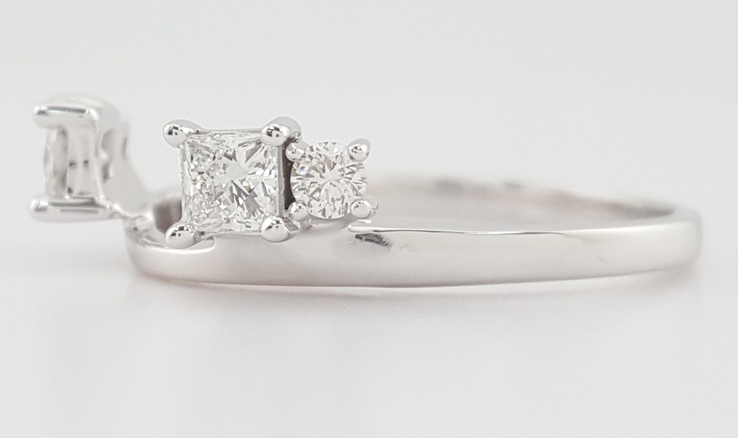 The LEO Princess Round Diamond Enhancer Wedding Ring 14K W Gold 0.49 ct $2,700