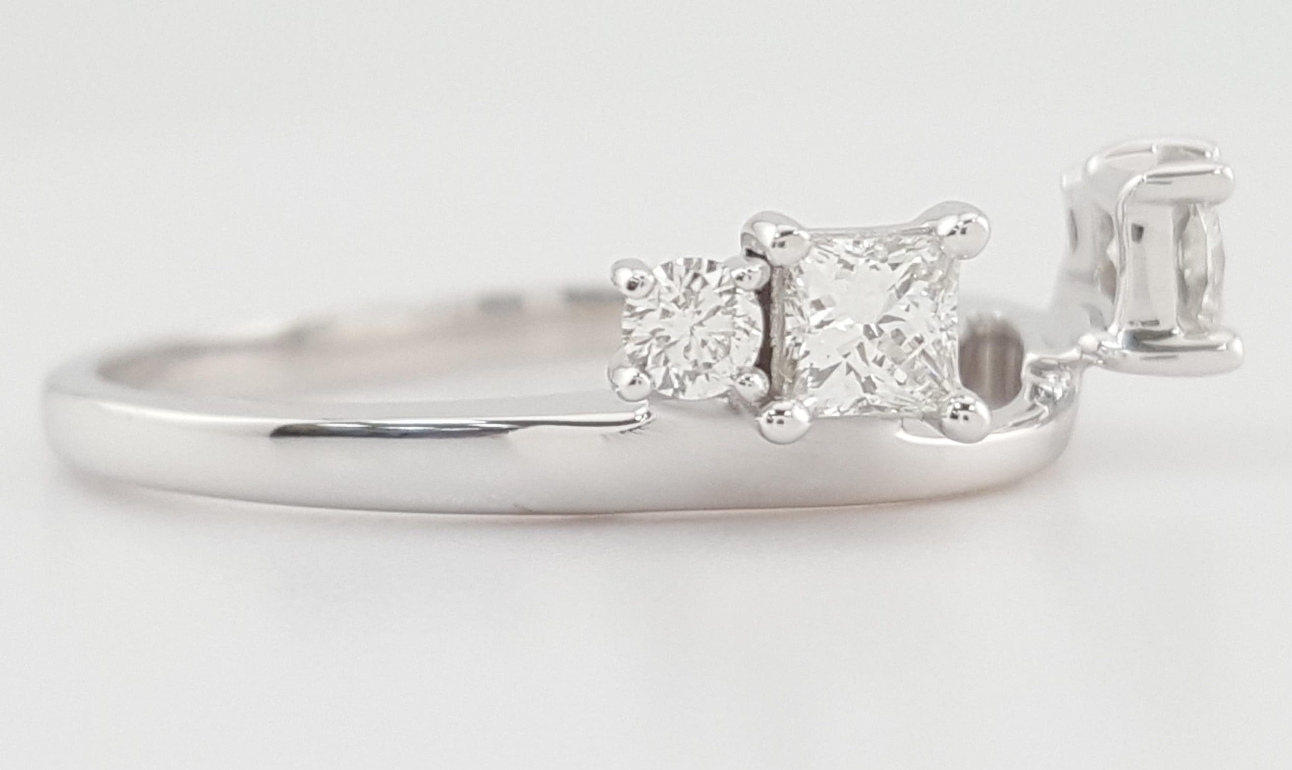 The LEO Princess Round Diamond Enhancer Wedding Ring 14K W Gold 0.49 ct $2,700