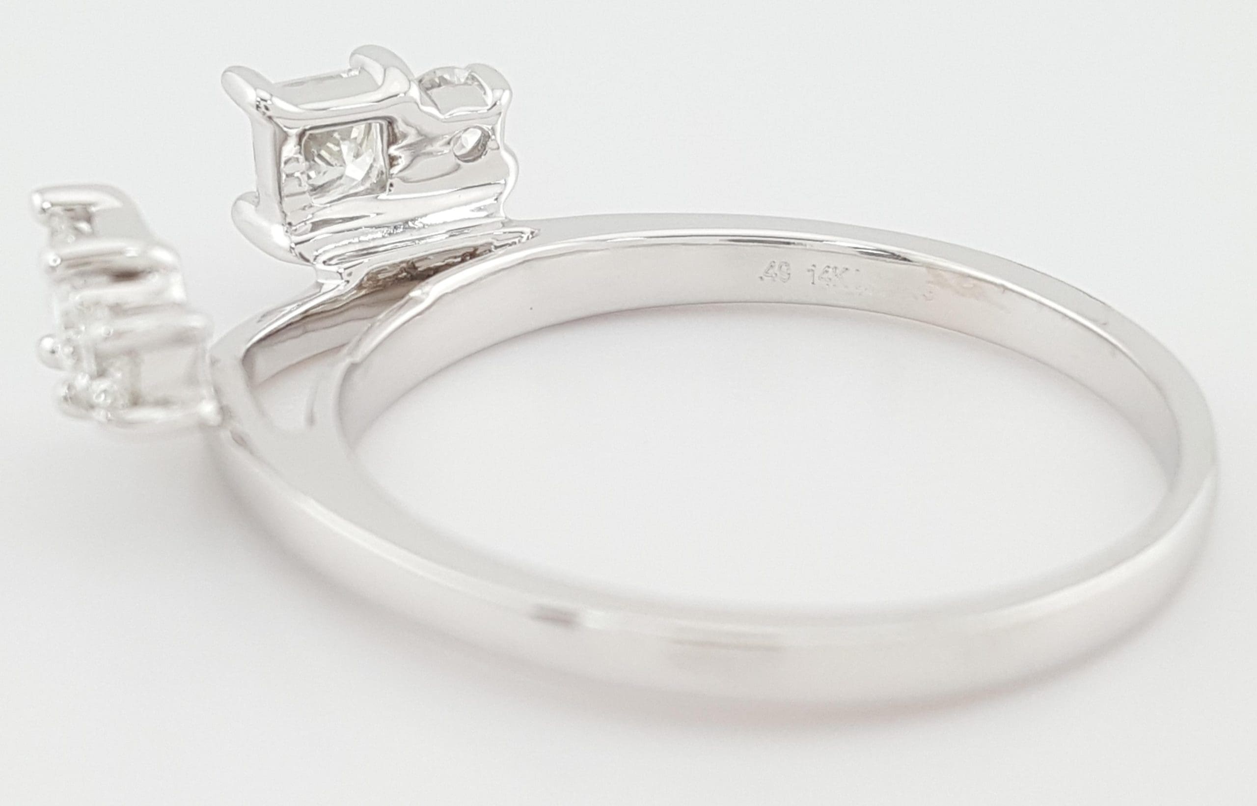 The LEO Princess Round Diamond Enhancer Wedding Ring 14K W Gold 0.49 ct $2,700