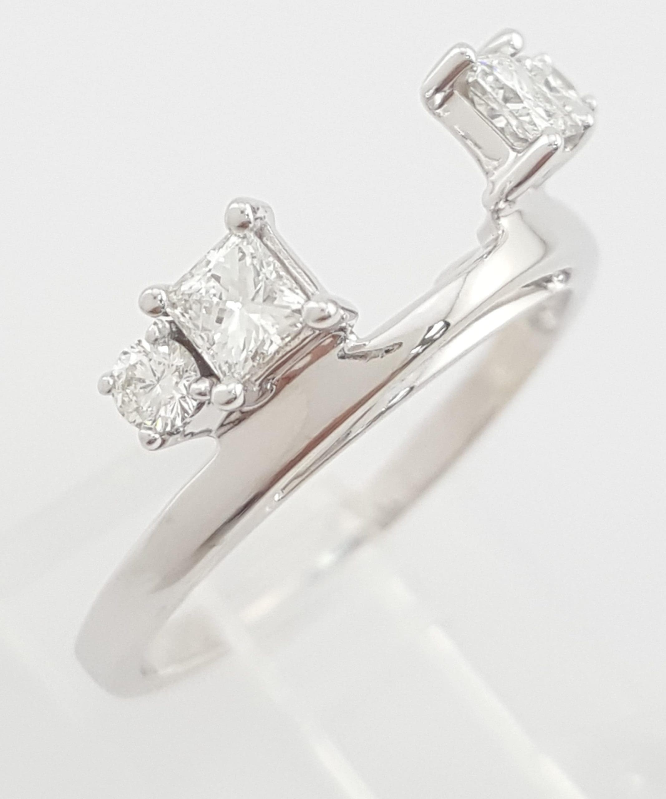 The LEO Princess Round Diamond Enhancer Wedding Ring 14K W Gold 0.49 ct $2,700