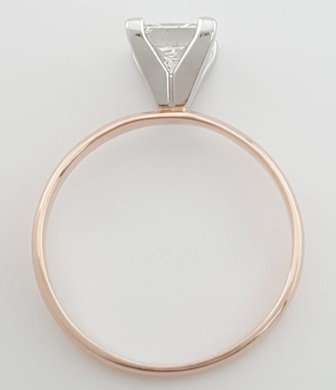 Princess Cut Diamond Solitaire Engagement Ring 1.02 ct 14K Rose & White Gold