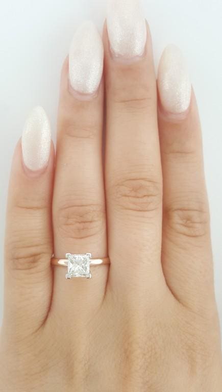 Princess Cut Diamond Solitaire Engagement Ring 1.02 ct 14K Rose & White Gold