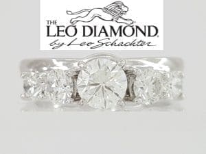 The LEO Round Diamond Engagement Ring & Band Set 14K White Gold 1.33 ct