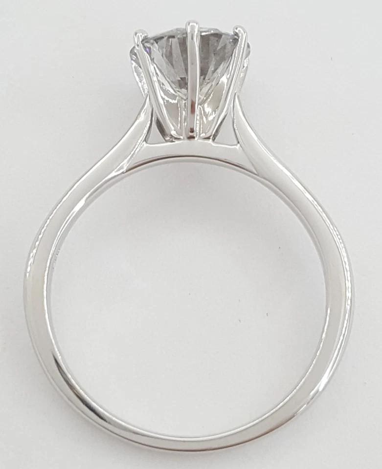 Salt & Pepper Round Diamond Solitaire Engagement Ring 1.5 ct 14K White Gold
