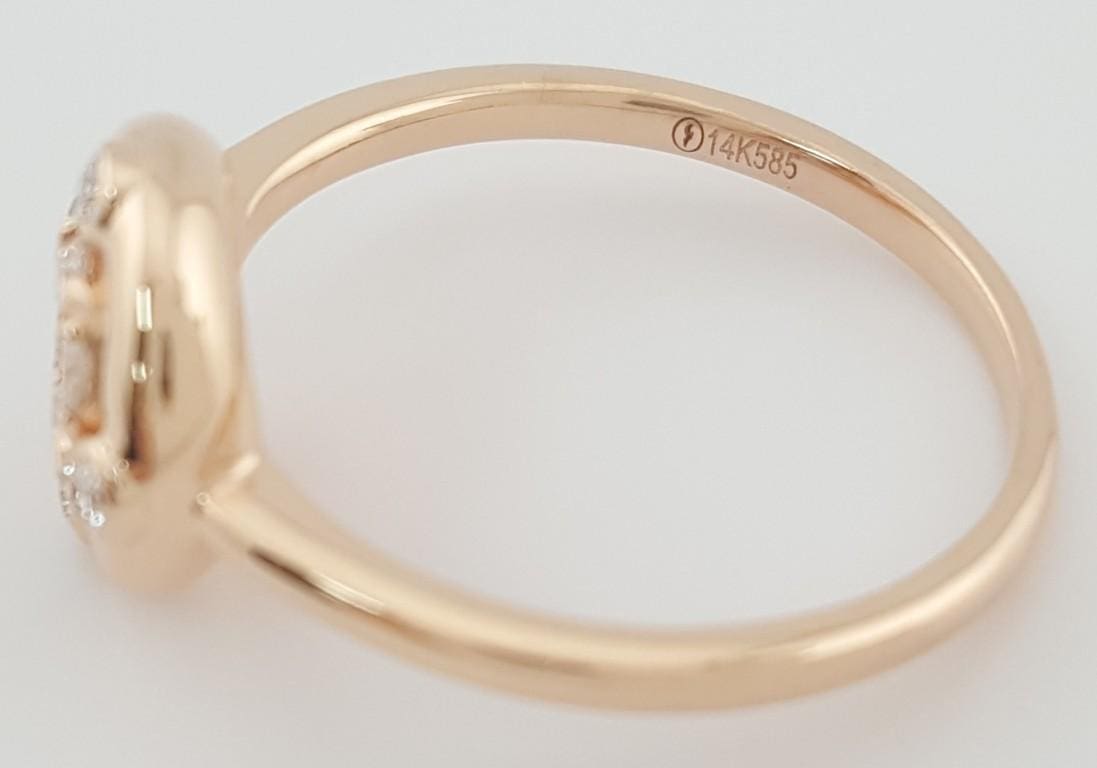 Round Diamond Cluster Halo Engagement Ring 14k Rose Gold 0.25 ct 2.5 Grams