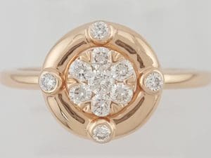 Round Diamond Cluster Halo Engagement Ring 14k Rose Gold 0.25 ct 2.5 Grams