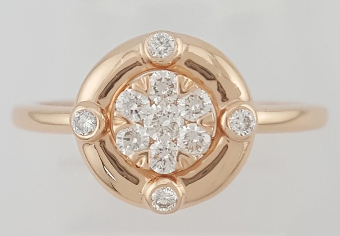 Round Diamond Cluster Halo Engagement Ring 14k Rose Gold 0.25 ct 2.5 Grams