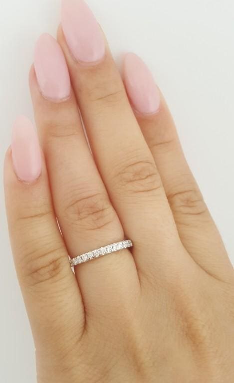 Vera Wang Half Circle Round Diamond Wedding Band 0.33ct 14k White Gold 2 mm 2 Gr