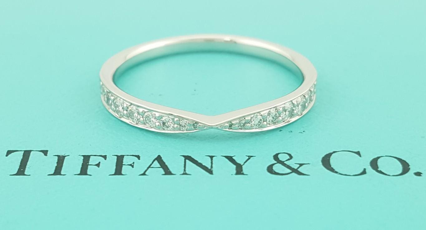 Tiffany & Co Harmony Diamond Wedding Band Platinum 2.5 mm 0.23 ct Retail $3,500