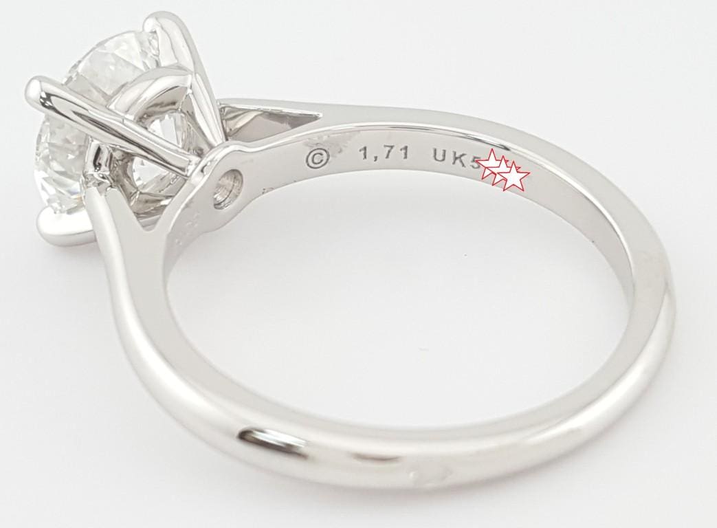 Cartier Solitaire 1895 Round Diamond Engagement Ring 1.71 ct Platinum Rtl $50K