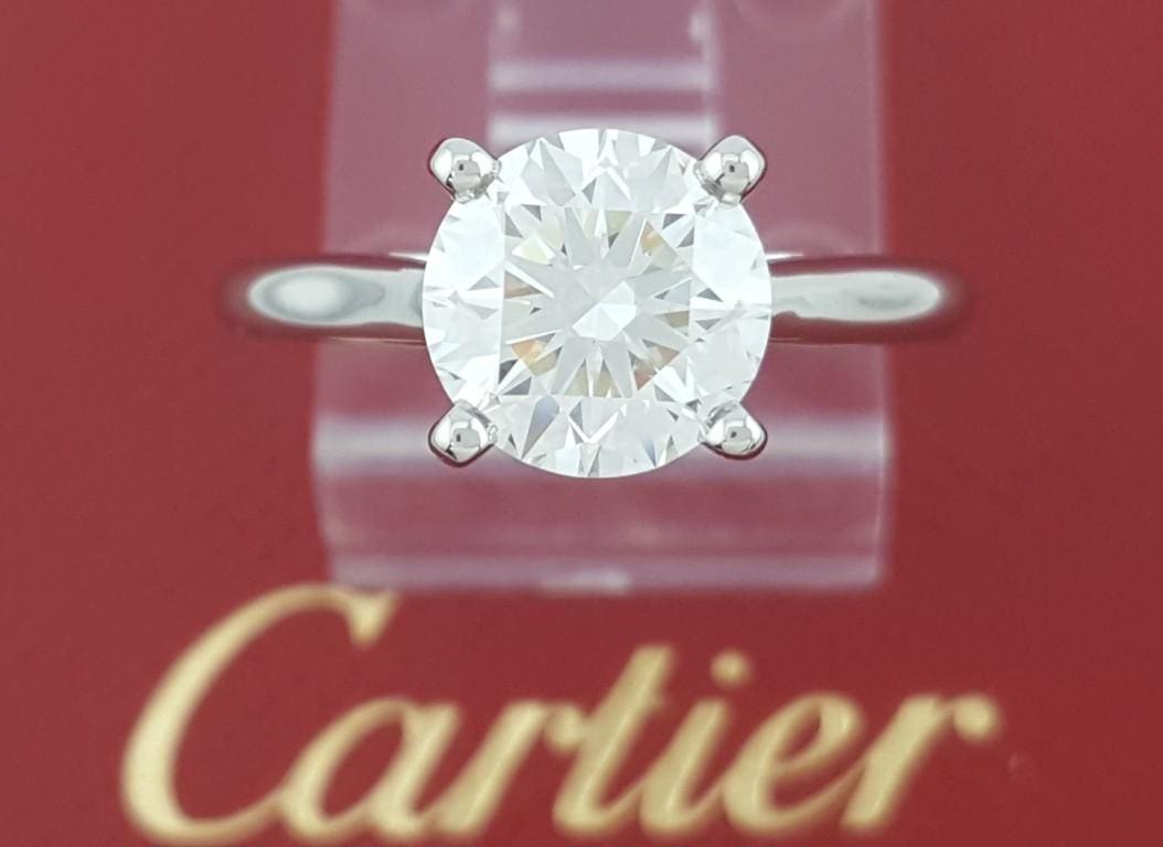 Cartier Solitaire 1895 Round Diamond Engagement Ring 1.71 ct Platinum Rtl $50K