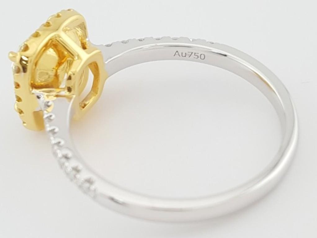 Fancy Yellow Cushion Halo Diamond Engagement Ring 1.89ct 18k 2-Tone Gold Rt $25K