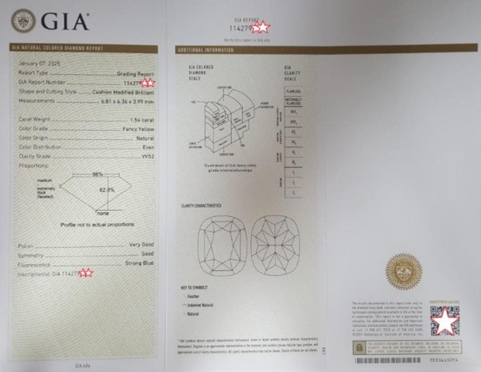 Fancy Yellow Cushion Halo Diamond Engagement Ring 1.89ct 18k 2-Tone Gold Rt $25K