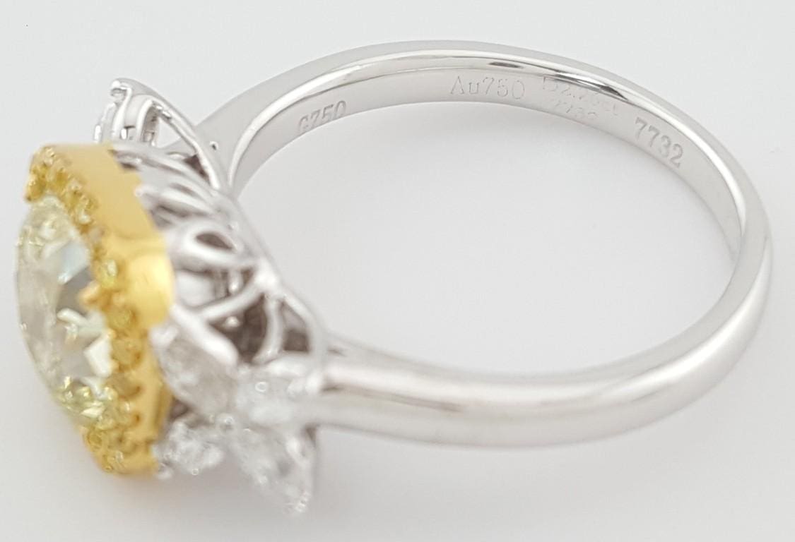 Cushion Fancy Light Yellow Diamond Halo Engagement Ring 2.7 ct GIA Retail $27K