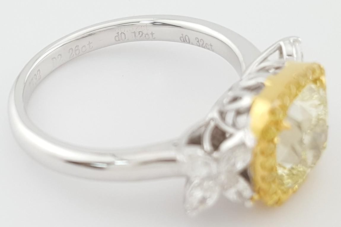 Cushion Fancy Light Yellow Diamond Halo Engagement Ring 2.7 ct GIA Retail $27K