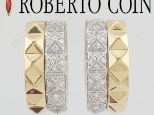 Roberto Coin Diamond Inside Out Hoop Earrings 0.65 18K 2-Tone Gold Retail $8,250