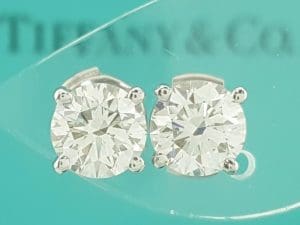 Tiffany & Co Round Diamond Solitaire Stud Earrings 2.32 ct Retail $43.9K