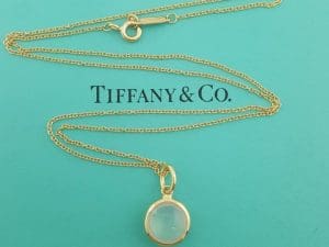 Tiffany & Co Paloma Picasso Moonstone 18K Yellow Gold Pendant Necklace 18"