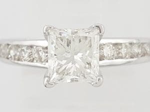 Princess Cut Diamond Channel Set Engagement Ring 1.69 ct 14k White Gold Rtl $7K