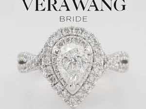Vera Wang Love Pear Diamond Double Halo Twist Engagement Ring 1.63 ct $7,229