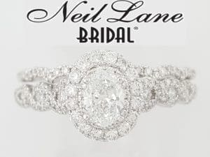 Neil Lane Oval Diamond Double Halo Engagement Ring & Band Set 1.38 ct Rtl $5.7K