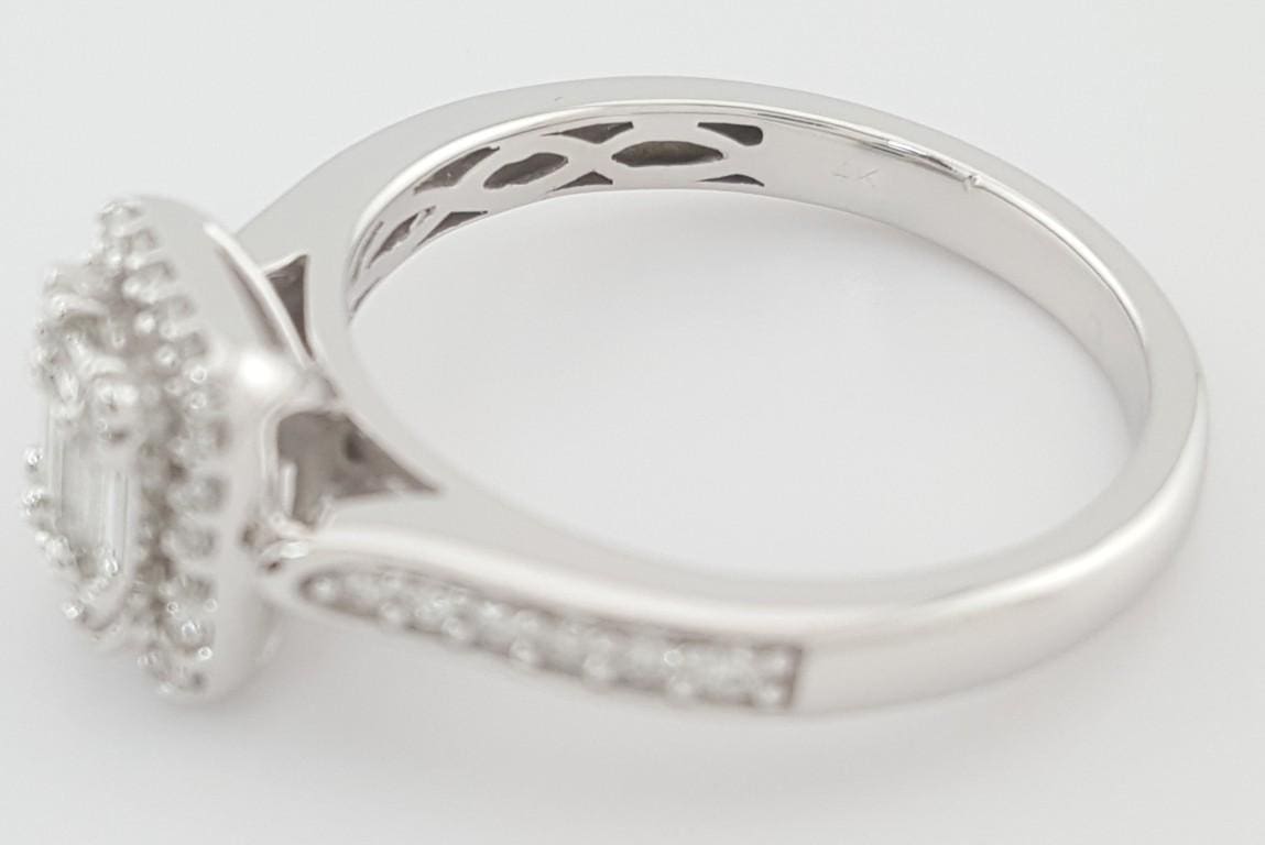 Cluster Diamond Halo Engagement Ring 0.5 ct 14k White Gold Retail $2,500