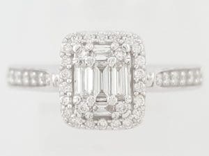 Cluster Diamond Halo Engagement Ring 0.5 ct 14k White Gold Retail $2,500