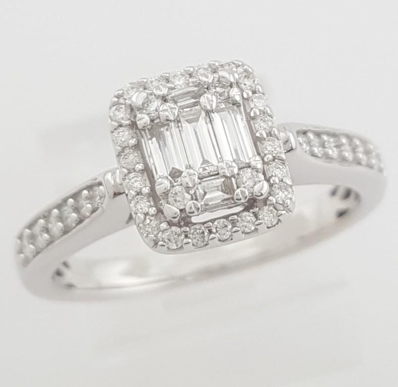 Cluster Diamond Halo Engagement Ring 0.5 ct 14k White Gold Retail $2,500
