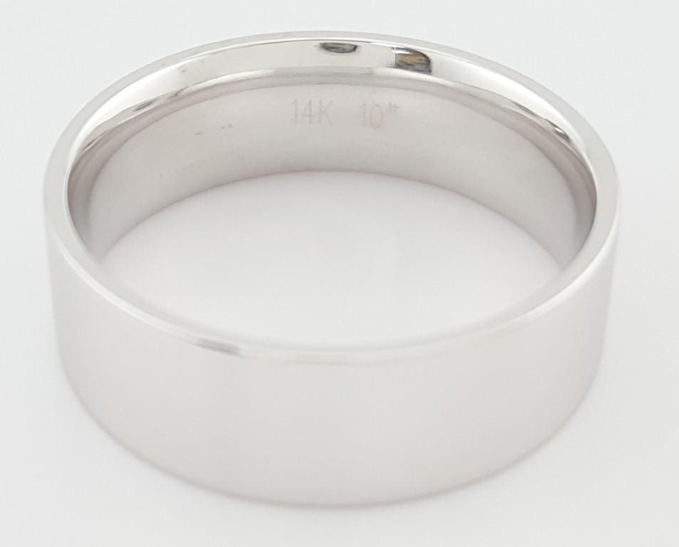 Men's 14k White Gold Wedding Band Ring 7.5 mm 9.5 grams Size 10
