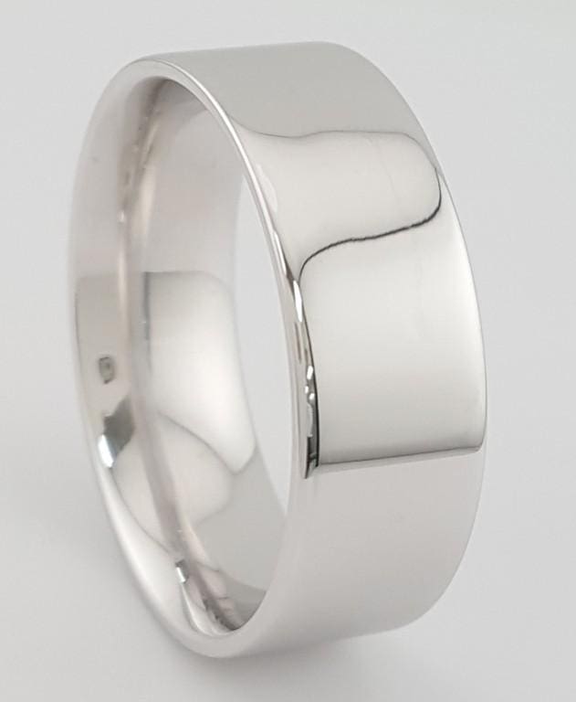 Men's 14k White Gold Wedding Band Ring 7.5 mm 9.5 grams Size 10