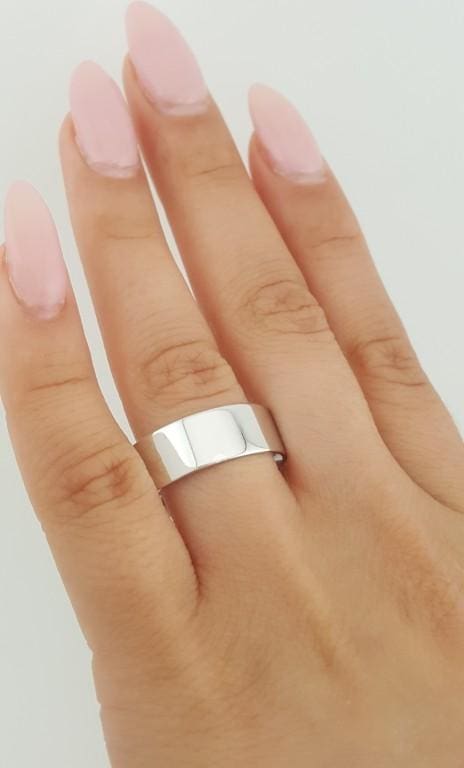Men's 14k White Gold Wedding Band Ring 7.5 mm 9.5 grams Size 10