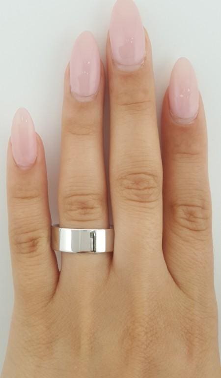 Men's 14k White Gold Wedding Band Ring 7.5 mm 9.5 grams Size 10