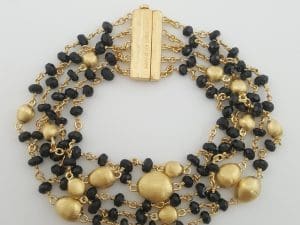 Marco Bicego 5-Strand Siviglia Black Onyx 18K Yellow Gold Bracelet 25.3 Grams