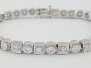 Penny Perville Classis Diamond Tennis Bracelet 1.7 ct 29.3 Grams 18K White Gold