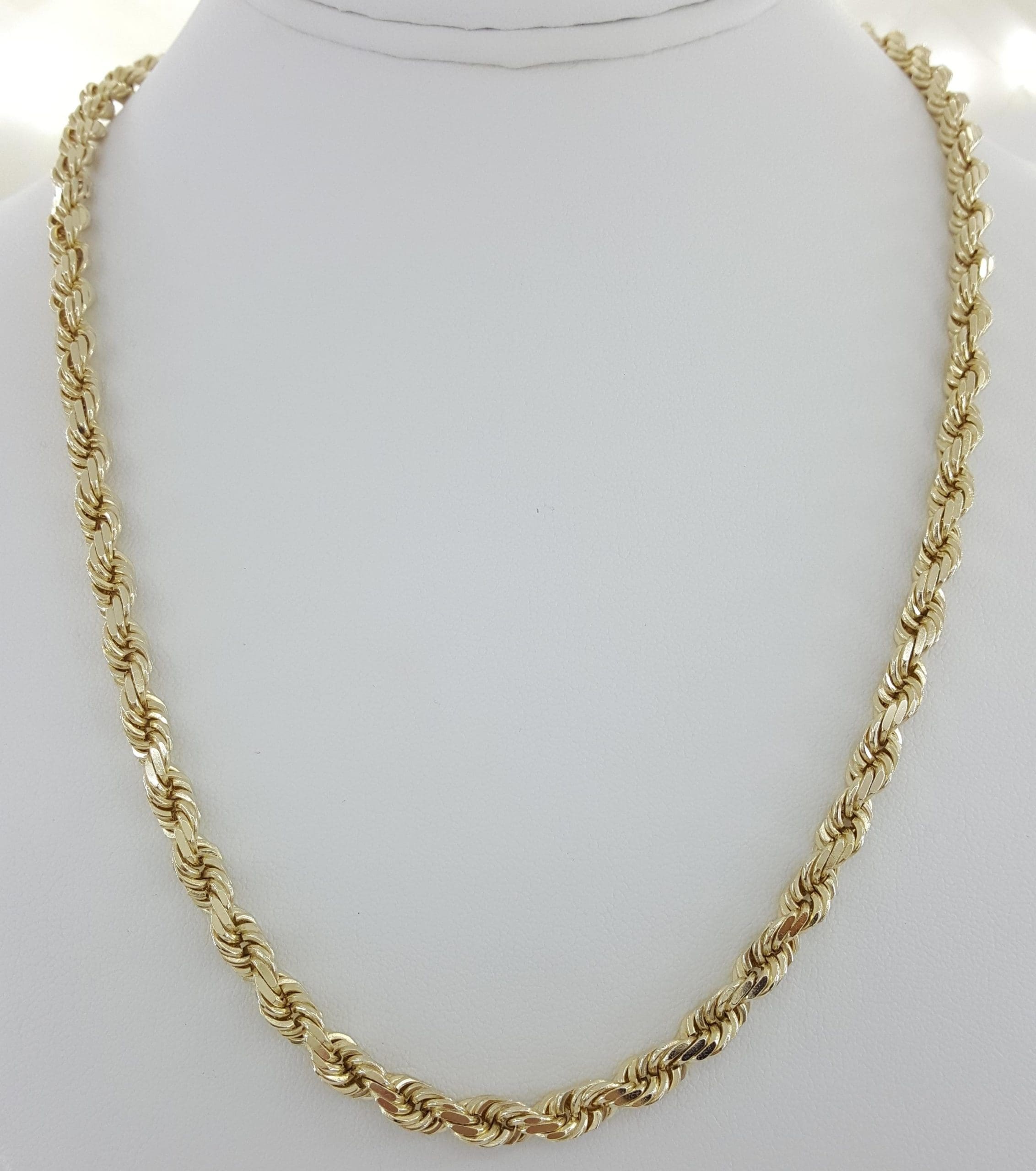 14K Yellow Gold Diamond Cut Rope Chain Necklace 20" 52 Grams 5.5 mm wide
