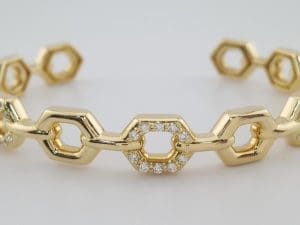Gumuchian Honeybee Cuff Bangle 18K Yellow Gold Round Diamond 0.44 ct Retail $15K