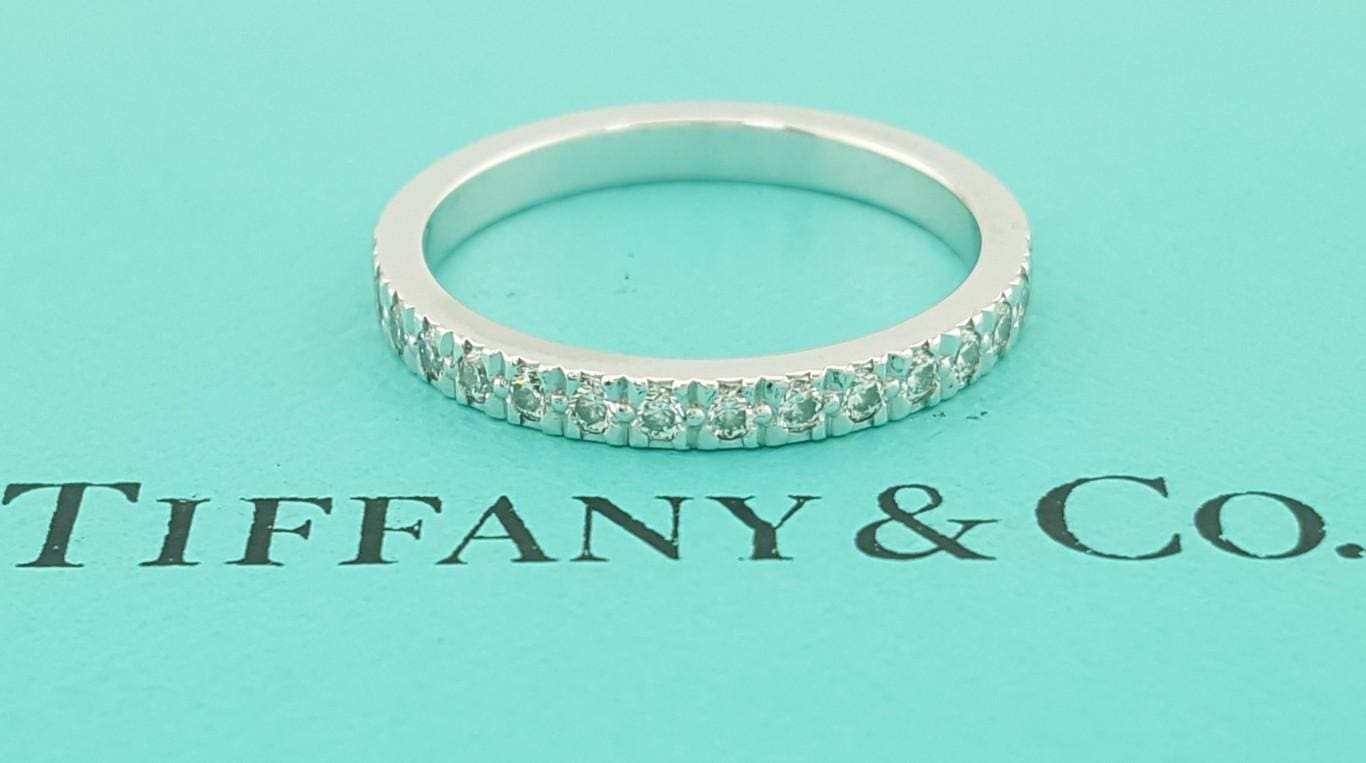 Tiffany & Co Novo Half Circle Diamond Wedding Band Ring 0.25 ct Platinum $3,400
