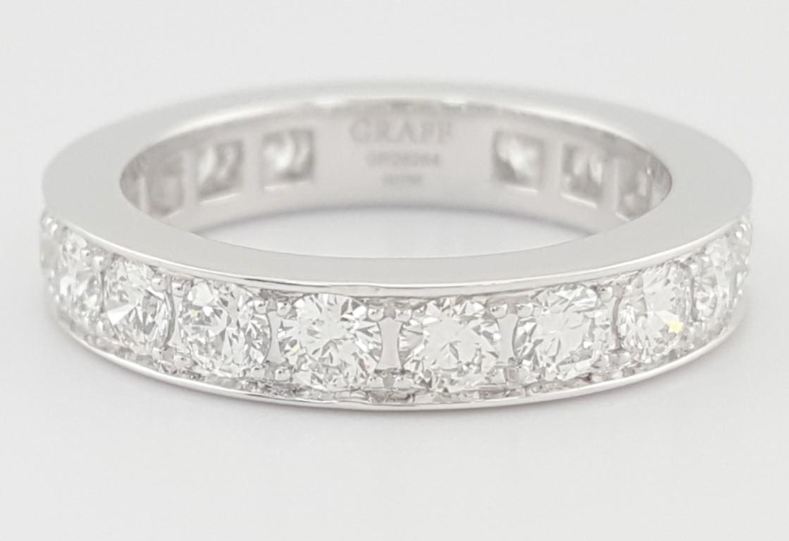 Graff Diamond Eternity Wedding Band 18k White Gold 2 ct 4mm Retail $13K