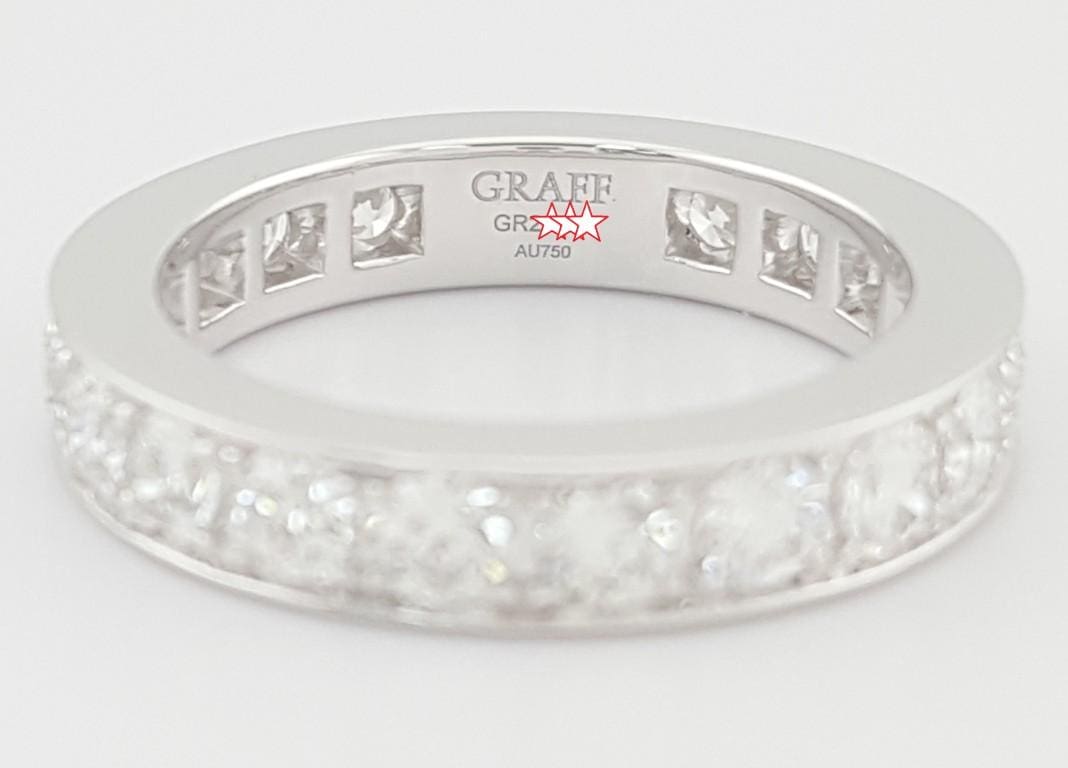 Graff Diamond Eternity Wedding Band 18k White Gold 2 ct 4mm Retail $13K