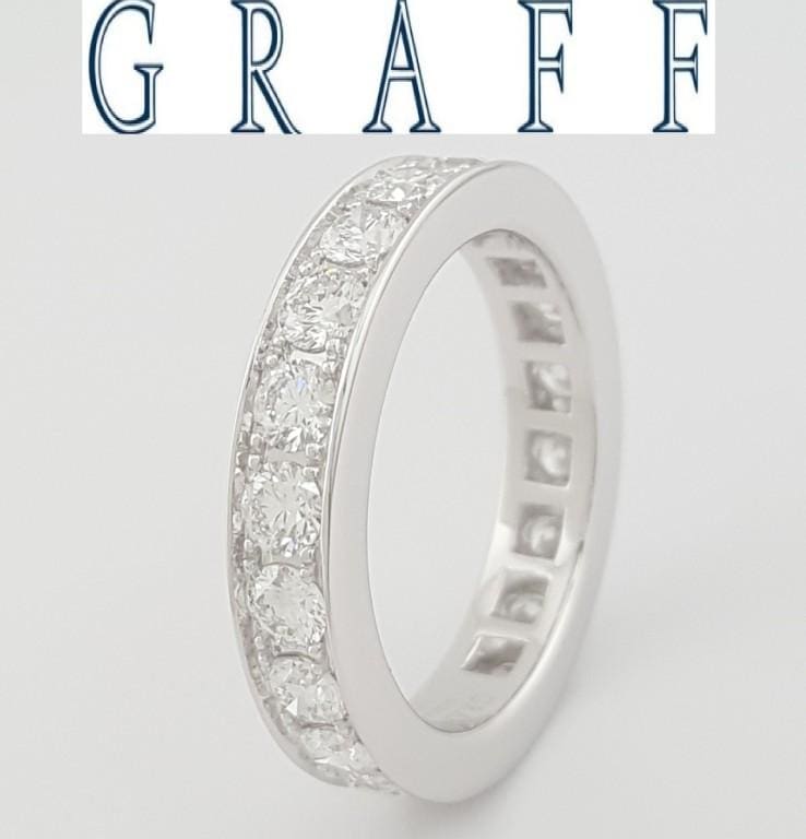 Graff Diamond Eternity Wedding Band 18k White Gold 2 ct 4mm Retail $13K