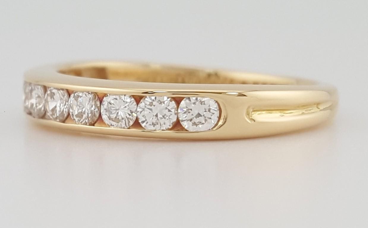Tiffany & Co Half Circle Diamond Channel Set Wedding Band 18K Gold 3mm 0.5 ct #2