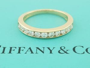 Tiffany & Co Half Circle Diamond Channel Set Wedding Band 18K Gold 3mm 0.5 ct #2