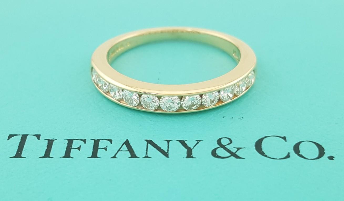 Tiffany & Co Half Circle Diamond Channel Set Wedding Band 18K Gold 3mm 0.5 ct #2